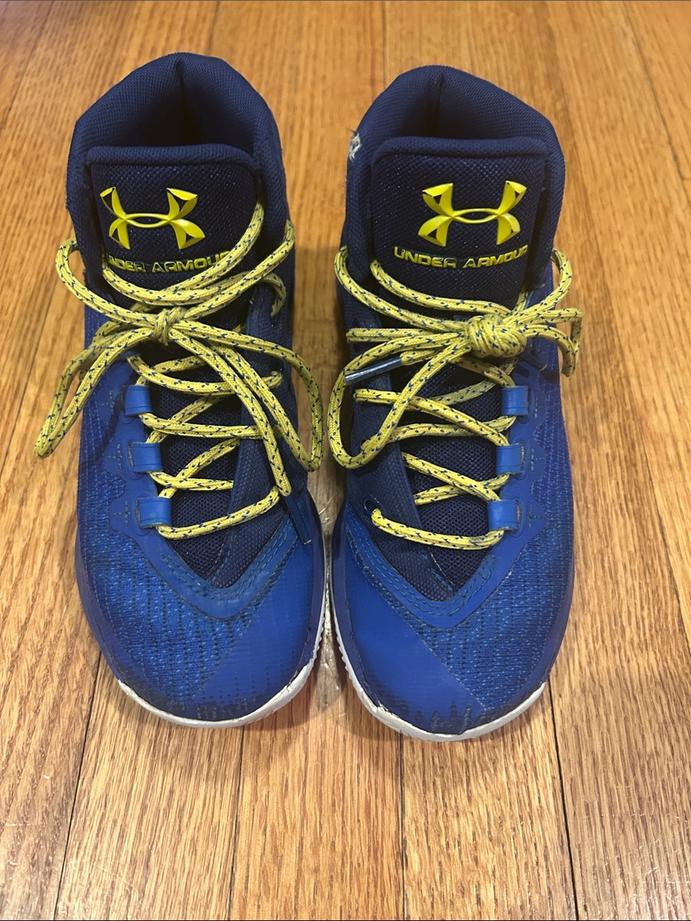 Under Armour Blue and Yellow Kids' High-Top Sneakers